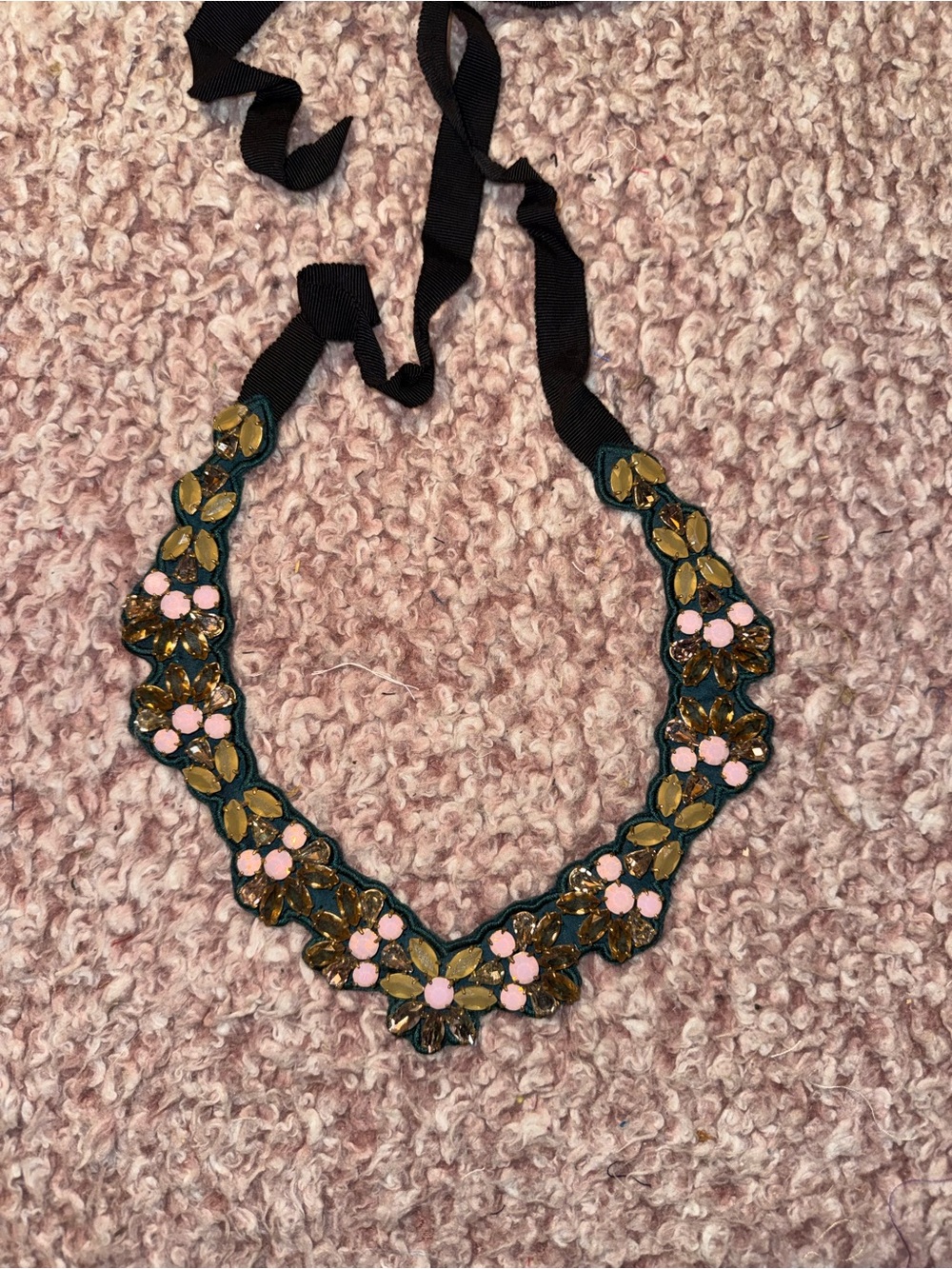 J.Crew Jeweled Floral Ribbon Necklace